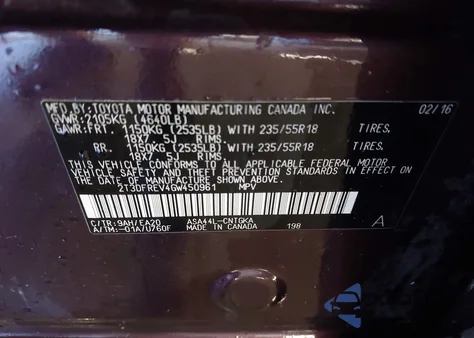 2016 Toyota Rav4 Limited из США, поврежденный, VIN 2T3DFREV4GW450961